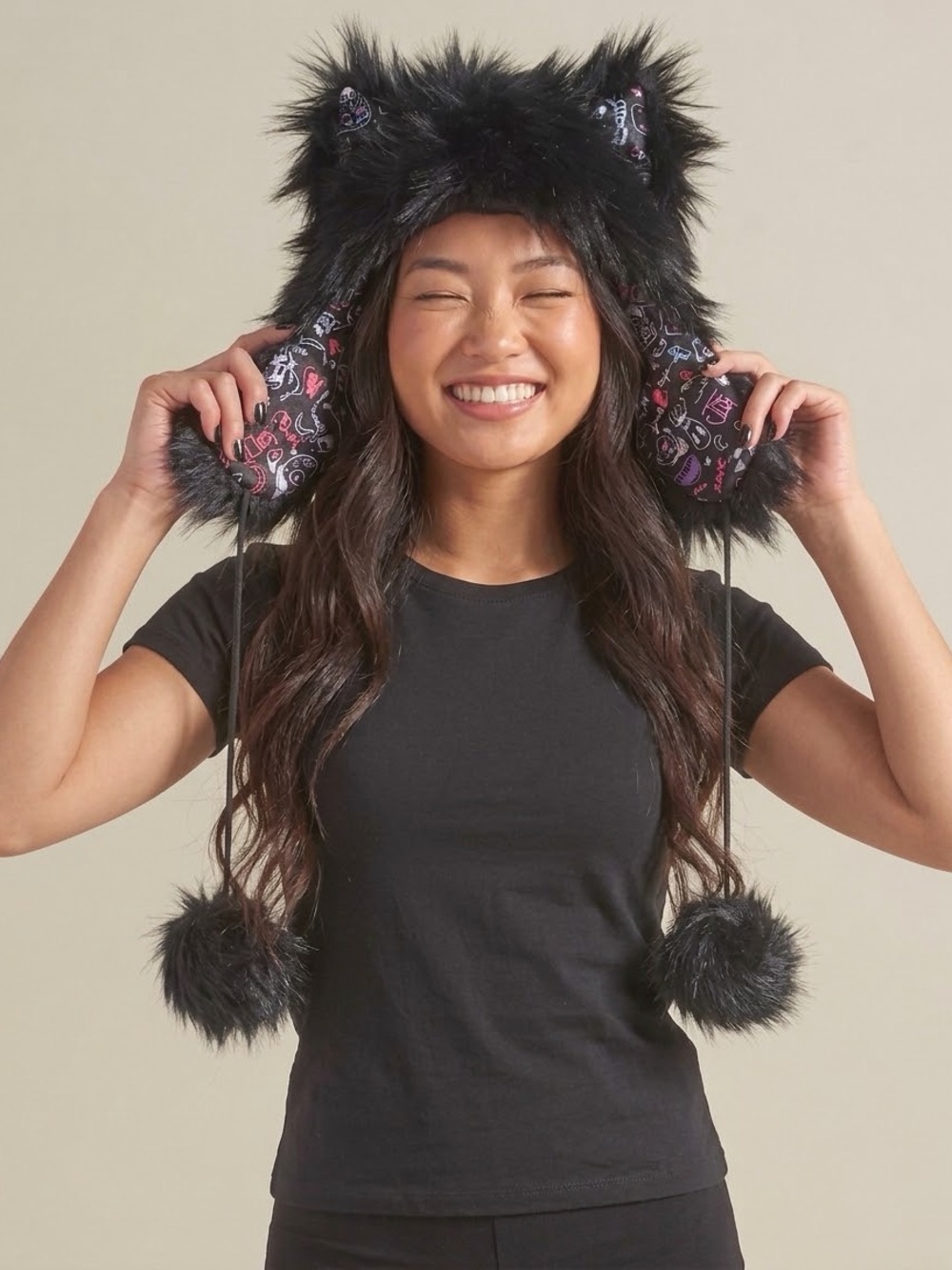 Spirit Hoods - GRAZER WOLF ARTIST EDITION FAUX FUR HALF HOOD | WOMEN'S